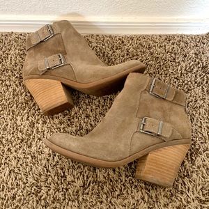 Lucky Brand Taupe Suede Ankle Booties